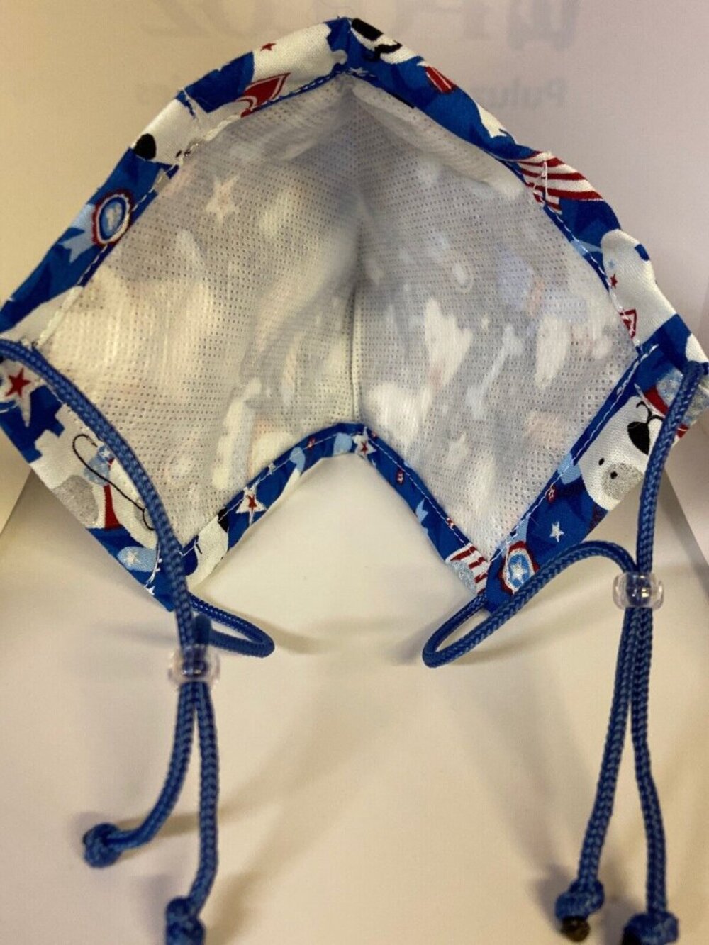 Handmade Patriotic Dog Adjustable Adult Face Mask XL Blue Red White - Picture 3 of 4